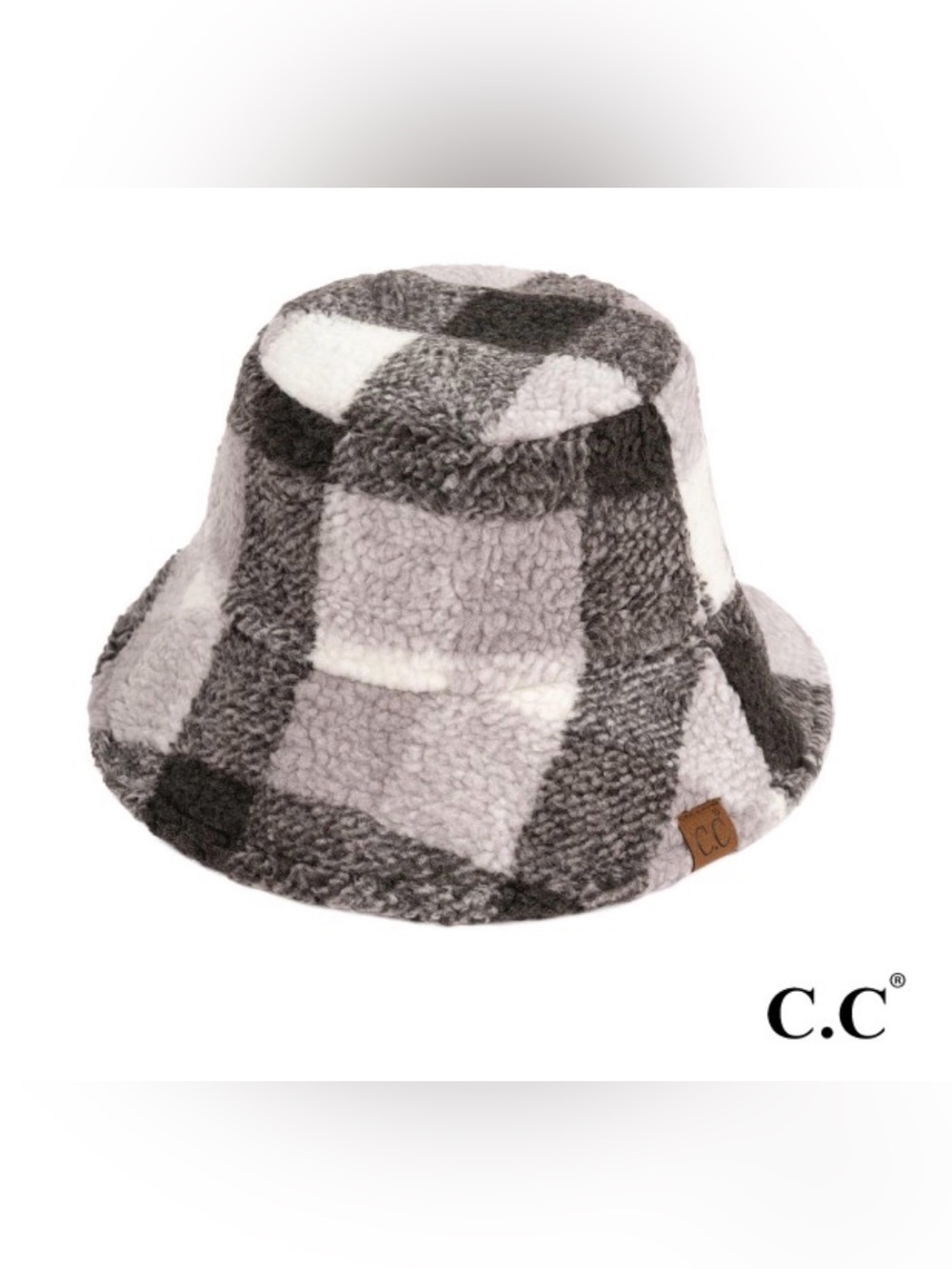 C.C Exclusive Women
Soft Check Plaid Checker
Fleece Bucket Hat gray white